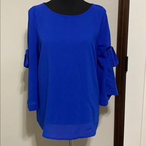 Umgee blue open sleeve blouse